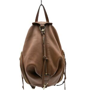 Rebecca Minkoff Julian small Backpack Brown Pebbled Leather Gold Hardware Bag
